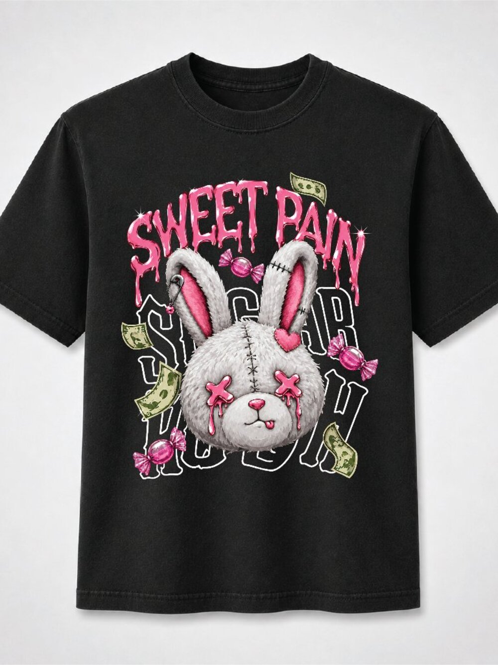 Comfort Colors Sweet Pain Bunny Graphic Tee Black Unisex